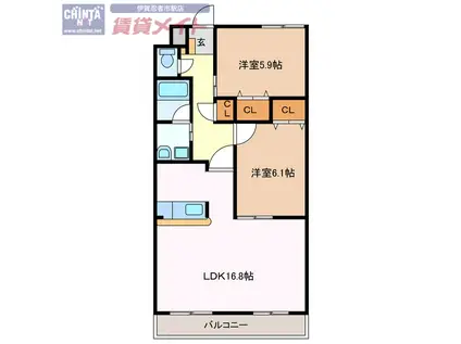 メゾン・ファミーユ(2LDK/4階)の間取り写真