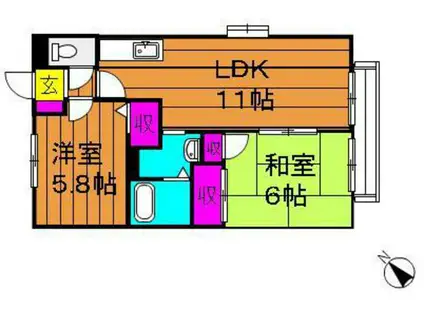 インペリアルパレス(2LDK/2階)の間取り写真