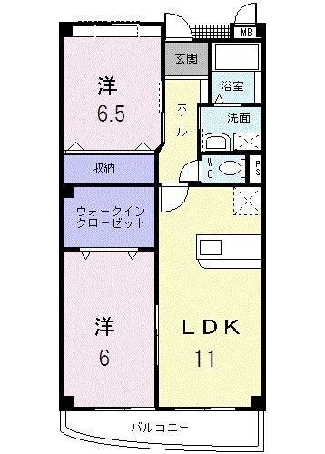 グランコート(2LDK/2階)の間取り写真