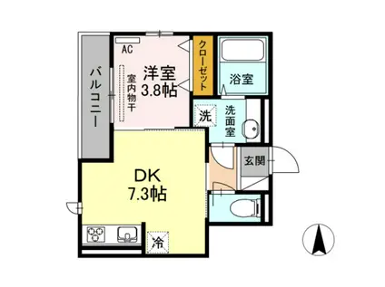 AOIパレス(1DK/2階)の間取り写真