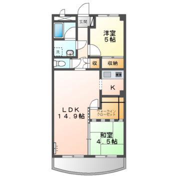 プルメリアイズシ(2LDK/2階)の間取り写真