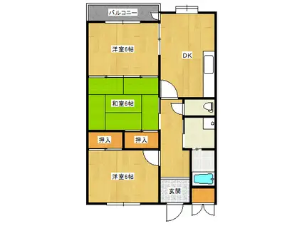 エスポワール菅原(3DK/2階)の間取り写真