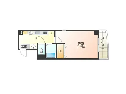 ラ・フォンテ海老江(1K/9階)の間取り写真