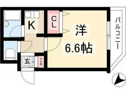 プロクシィスクエア安田通(1K/4階)の間取り写真