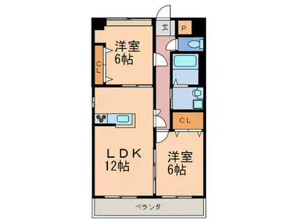 ノーブル陣原(2LDK/4階)の間取り写真