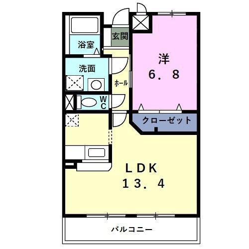 メゾン・アルカンシエル(1LDK/2階)の間取り写真