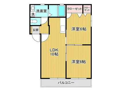 プランドール(2LDK/1階)の間取り写真