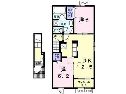 シェーナ ドゥ(2LDK/2階)の間取り写真