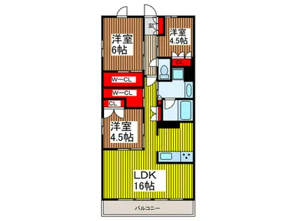 グランカーサ川口青木町公園(3LDK/2階)の間取り写真