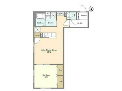 ウェルスクエア学芸大学(1LDK/4階)の間取り写真