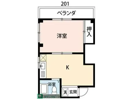 コーポタマ(1K/2階)の間取り写真