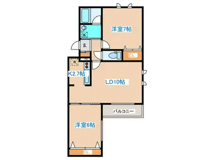 ルピナス3条館(2LDK/1階)の間取り写真