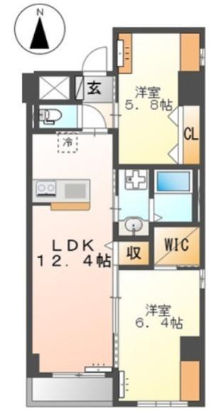 キーファ(2LDK/4階)の間取り写真