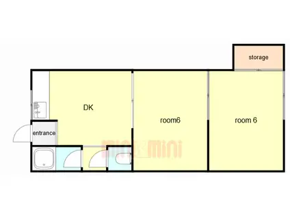 垂水区下畑町アパート(2DK/2階)の間取り写真