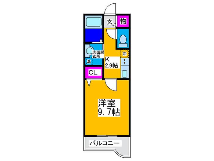 ベルアンジュ裕(1K/1階)の間取り写真