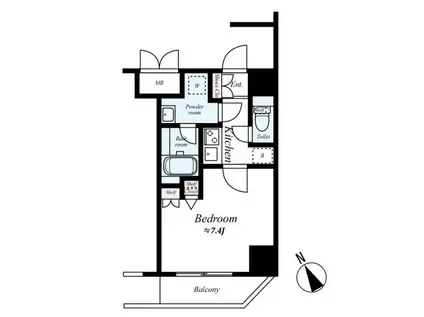 ハーモニーレジデンス早稲田夏目坂(1K/12階)の間取り写真