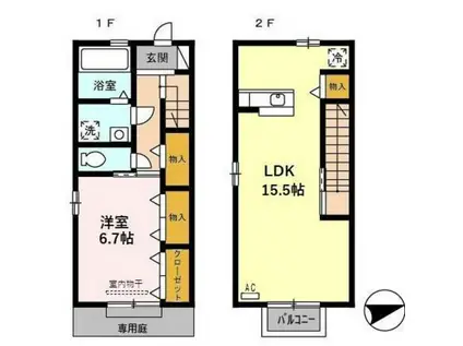 グリーンフォレスト(1LDK/1階)の間取り写真