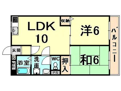 クレール武庫之荘(2LDK/3階)の間取り写真