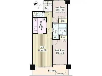 クラッサ調布(2LDK/3階)の間取り写真