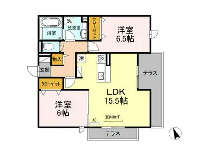 カーサ アリーヴォI(2LDK/1階)の間取り写真