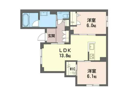 グランファミールマトバオートロック無し(2LDK/1階)の間取り写真