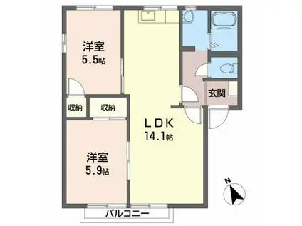 パルデメール(2LDK/2階)の間取り写真