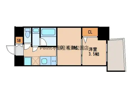 N°77NANBA(2K/12階)の間取り写真