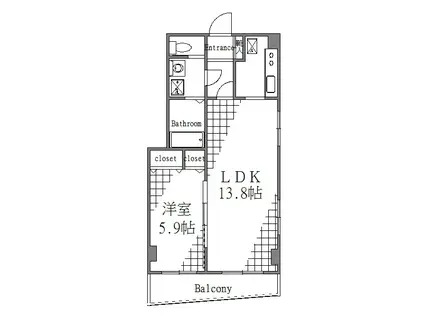 251226 レヴァンテ両国(1LDK/6階)の間取り写真
