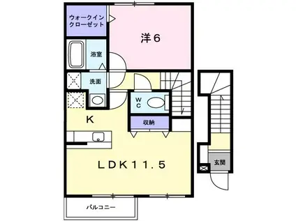 ニグローダ(1LDK/2階)の間取り写真