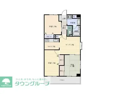 アブニール南台(3LDK/2階)の間取り写真