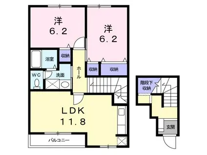 エリア21α(2LDK/2階)の間取り写真