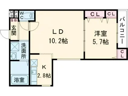 フジパレス堺大浜公園II番館(1LDK/1階)の間取り写真