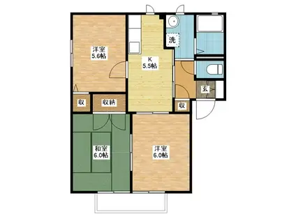 ドミールアッシュB(3DK/2階)の間取り写真