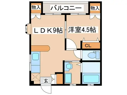 コーポまい(1LDK/1階)の間取り写真