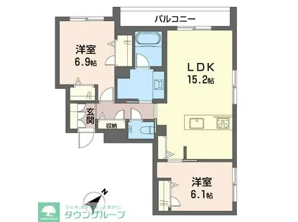 クレスティーク(2LDK/3階)の間取り写真