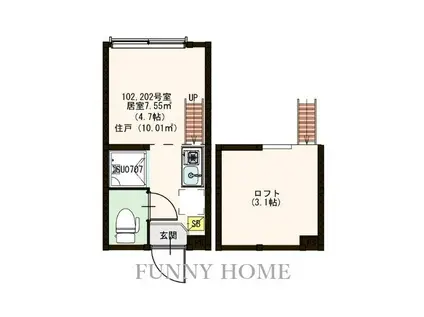 リバティコート千歳船橋(ワンルーム/2階)の間取り写真
