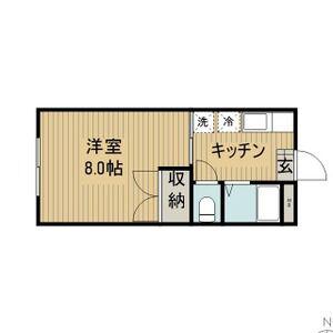オークヒルズIII(1K/1階)の間取り写真