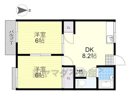 篠原ハイツ(2DK/2階)の間取り写真