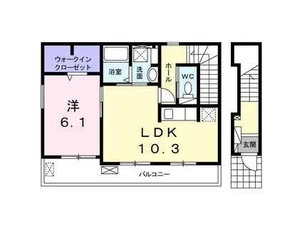 メゾン ド ソレイユ 東岸和田(1LDK/2階)の間取り写真
