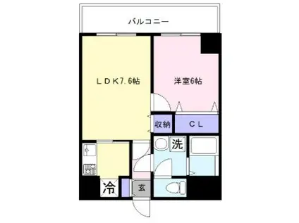 エステートモア天神AXIS(1LDK/11階)の間取り写真