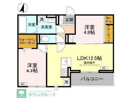 LUNA(2LDK/3階)の間取り写真