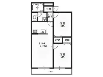 メゾン・レ・ペシュ(2LDK/1階)の間取り写真