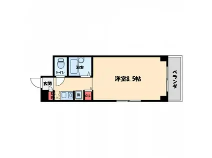 ルーブルCTJR難波(1K/6階)の間取り写真