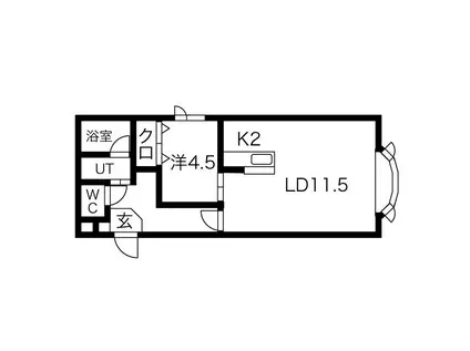 ライフフォート24(1LDK/2階)の間取り写真