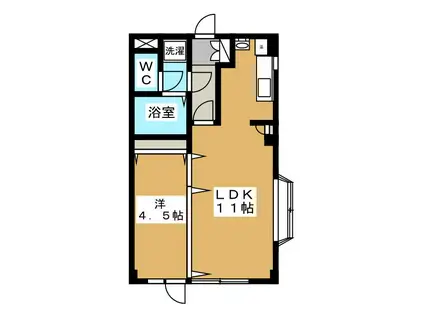 フェリーチェあきる野(1LDK/1階)の間取り写真