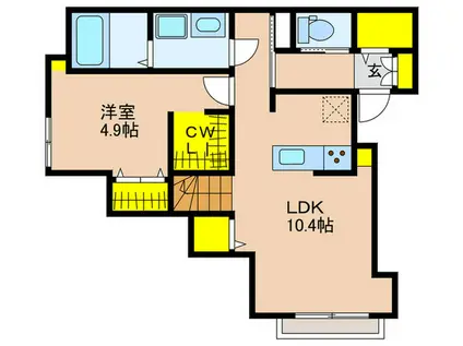 八王子市片倉町計画(1LDK/2階)の間取り写真