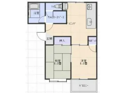 メゾンレリヤII A(2DK/1階)の間取り写真