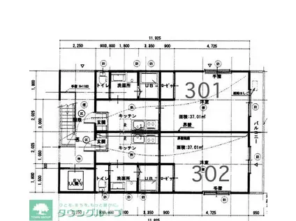 ベルサード(1K/3階)の間取り写真