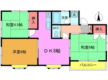 コーポヤナギボリ(3DK/2階)の間取り写真