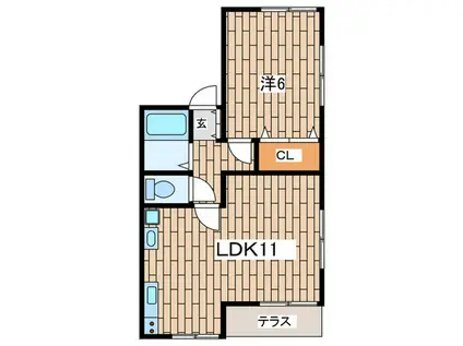 プライムレーベル(1LDK/1階)の間取り写真